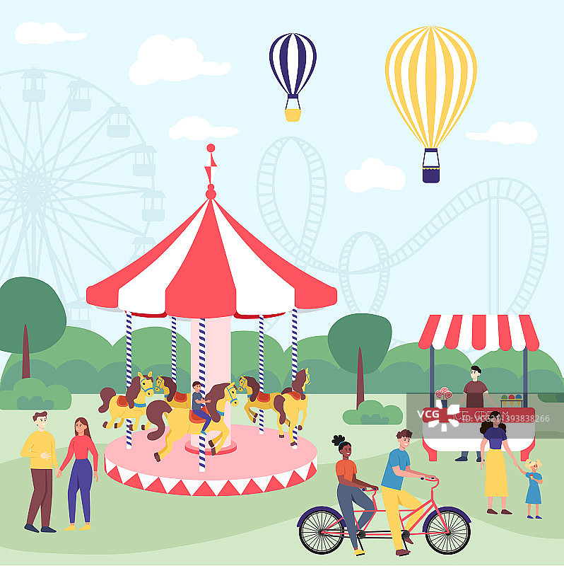 儿童旋转木马2.5D风格图片素材