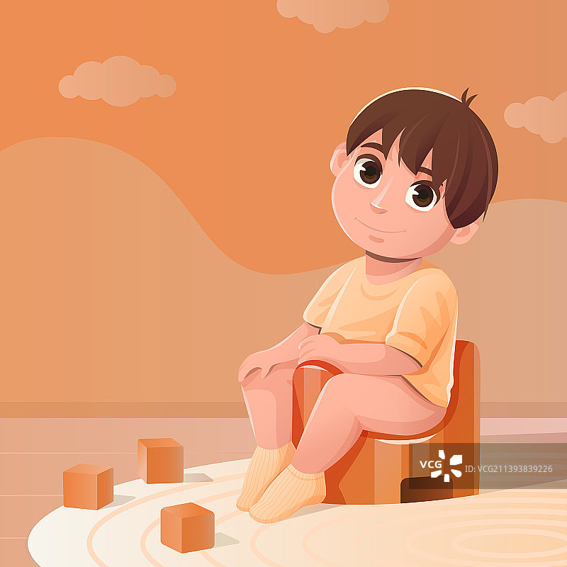 儿童坐便器上的卡通宝宝图片素材