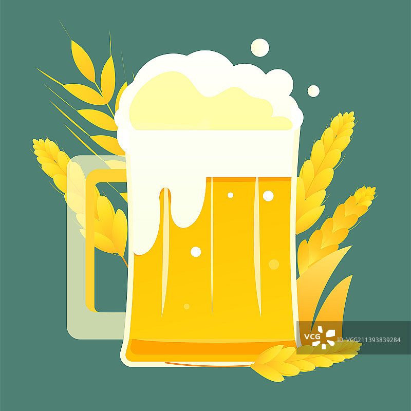 快乐的啤酒和粮食矢量插画图片素材