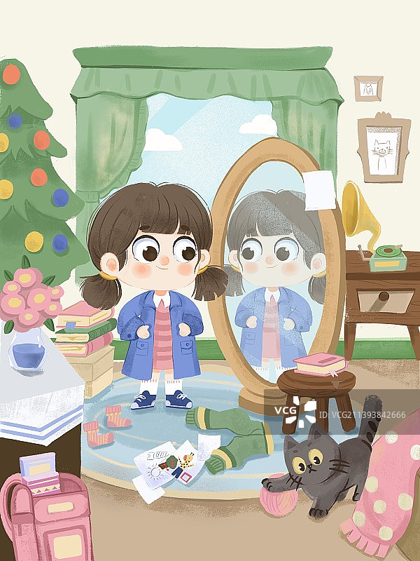 照镜子图片素材