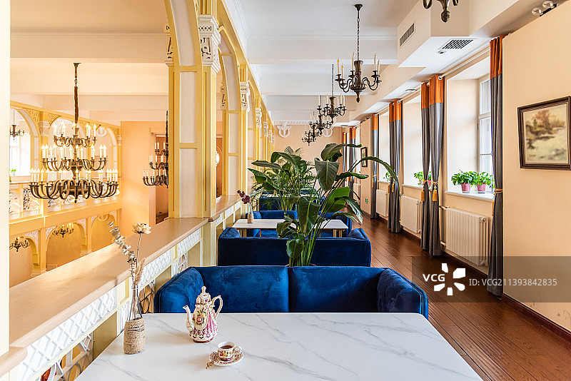 中国黑龙江哈尔滨老会堂音乐厅的咖啡厅图片素材