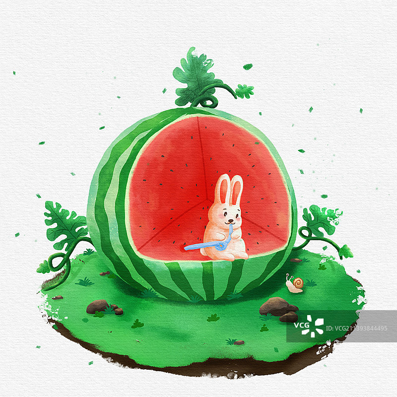 西瓜兔图片素材