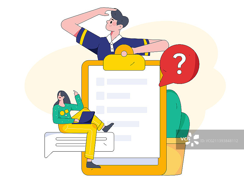 邀请好友进行问卷调查扁平矢量概念运营插画图片素材