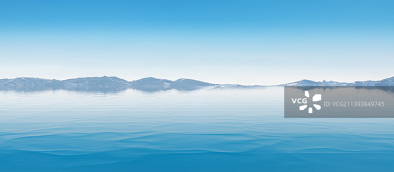 天空湖面远山倒影背景图片素材