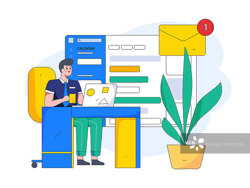 商务人物扁平矢量概念运营插画图片素材