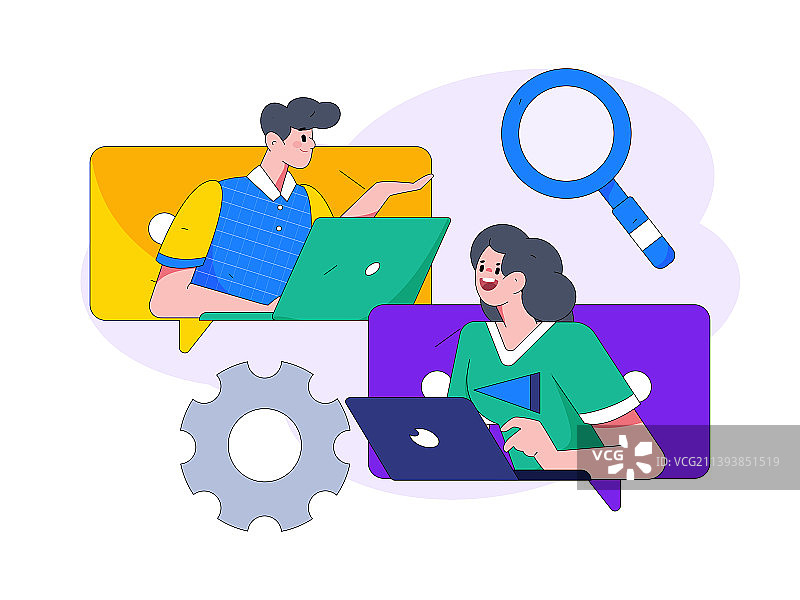 商务人物扁平矢量概念运营插画图片素材