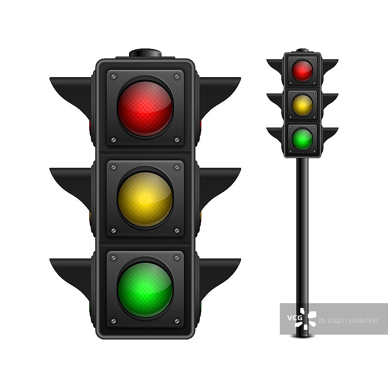 3D逼真交通信号灯图片素材