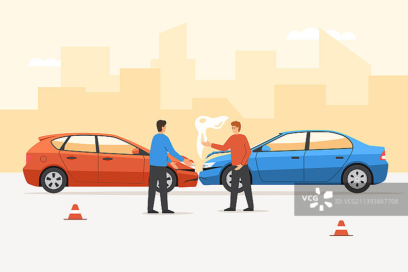 车祸后在路上争吵的愤怒的司机图片素材