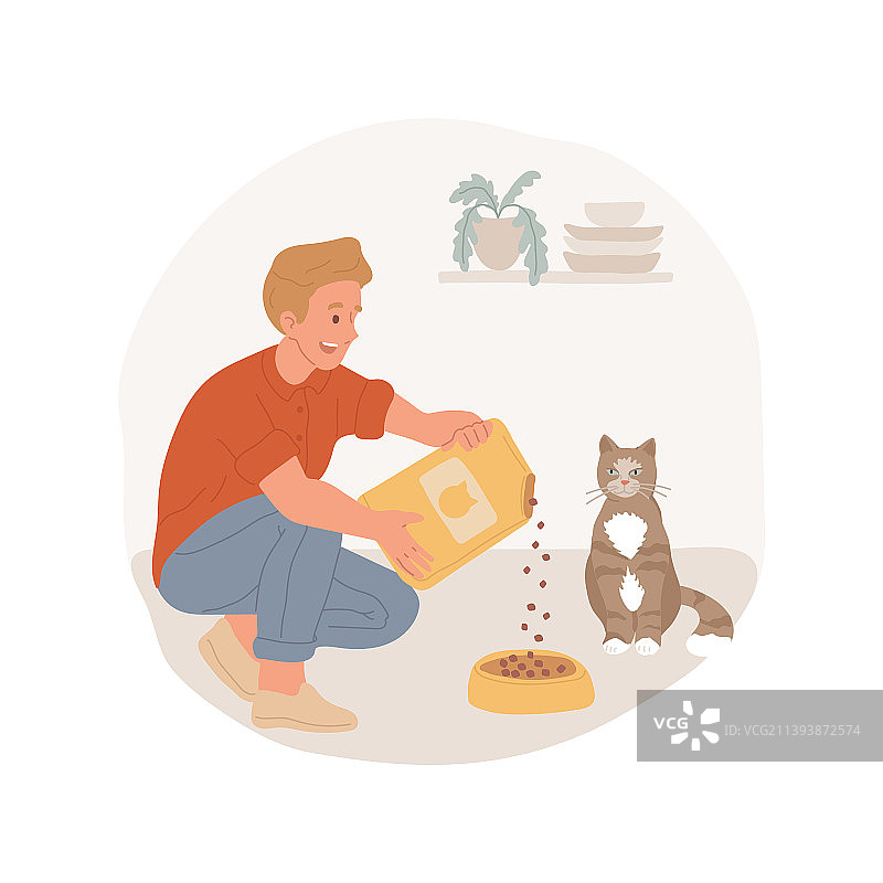 卡通猫咪喂食图片素材