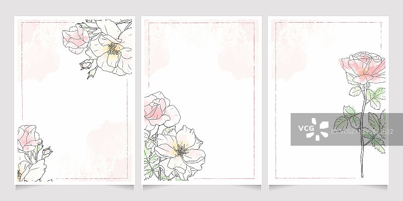 粉色水彩线条艺术玫瑰花图片素材