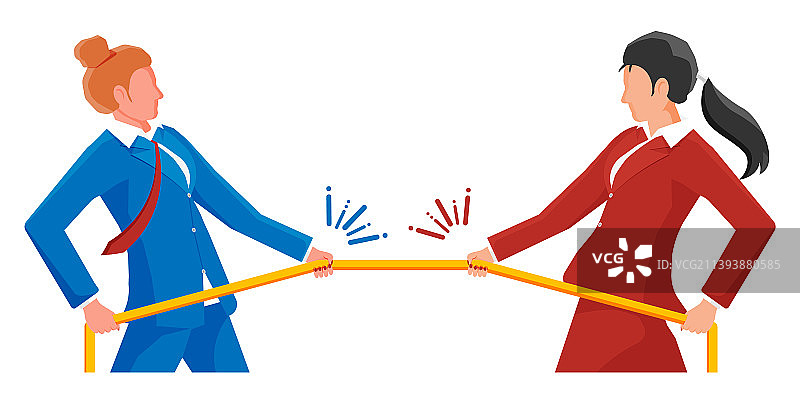 两名女商人拔河图片素材