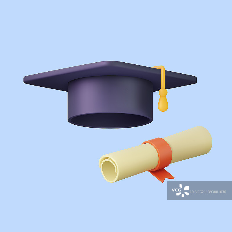 毕业帽和文凭卡通图片素材