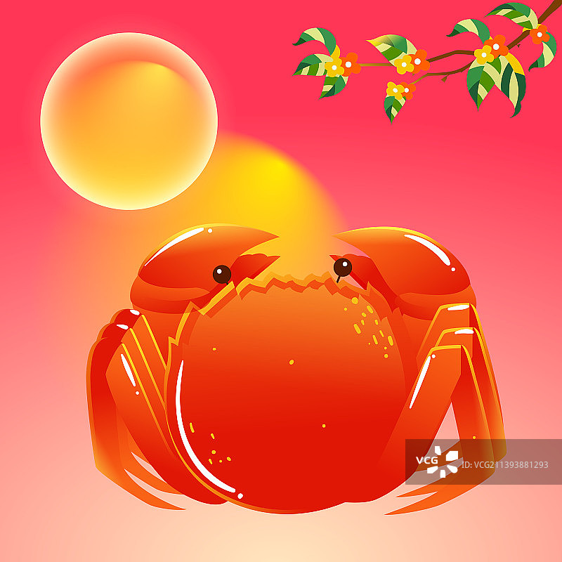 中秋节赏月聚餐吃螃蟹月饼传统节日国潮插画图片素材