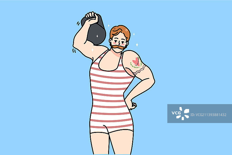 马戏团大力士举杠铃图片素材