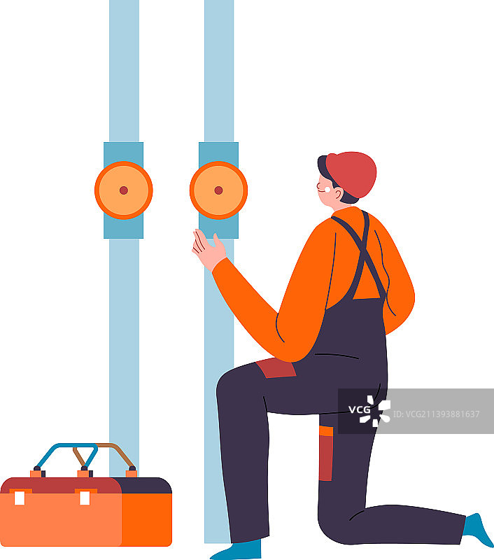 带工具箱的水管工维护管道图片素材