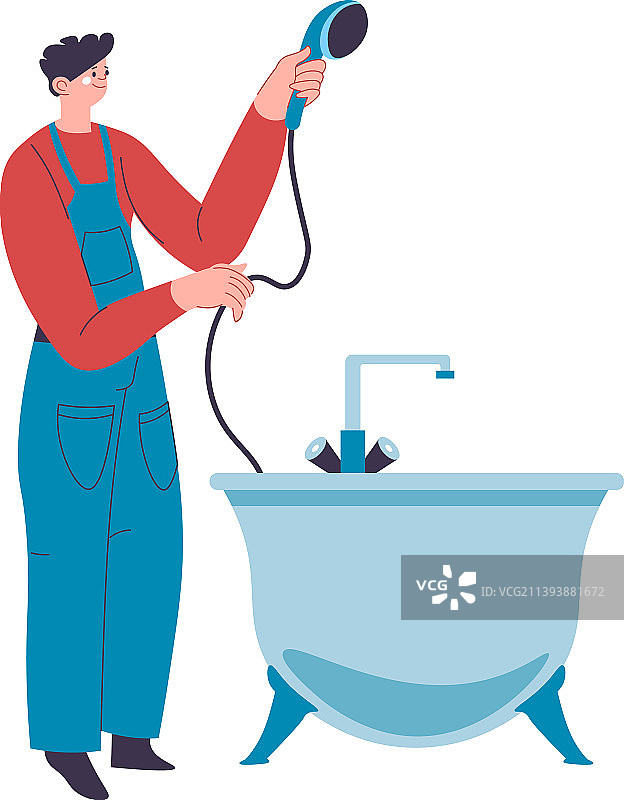 水管工修理淋浴和浴缸图片素材