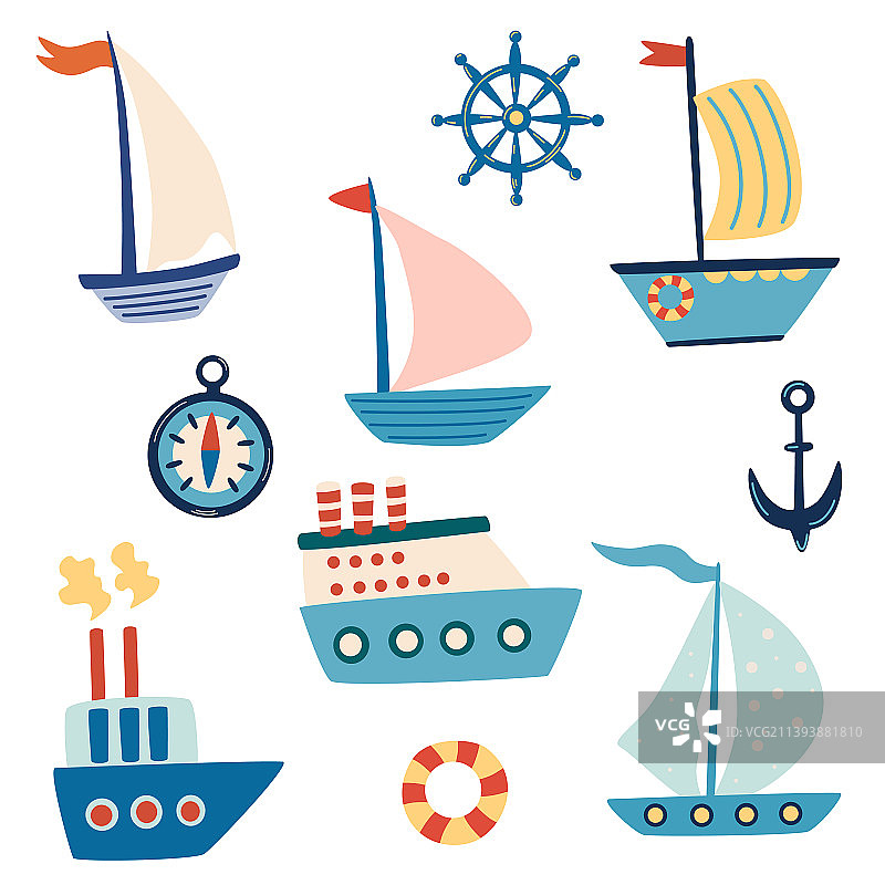 船只帆船游艇海洋运输锚图片素材