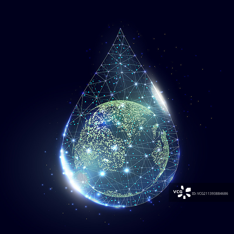 世界水日水滴中的地球图片素材