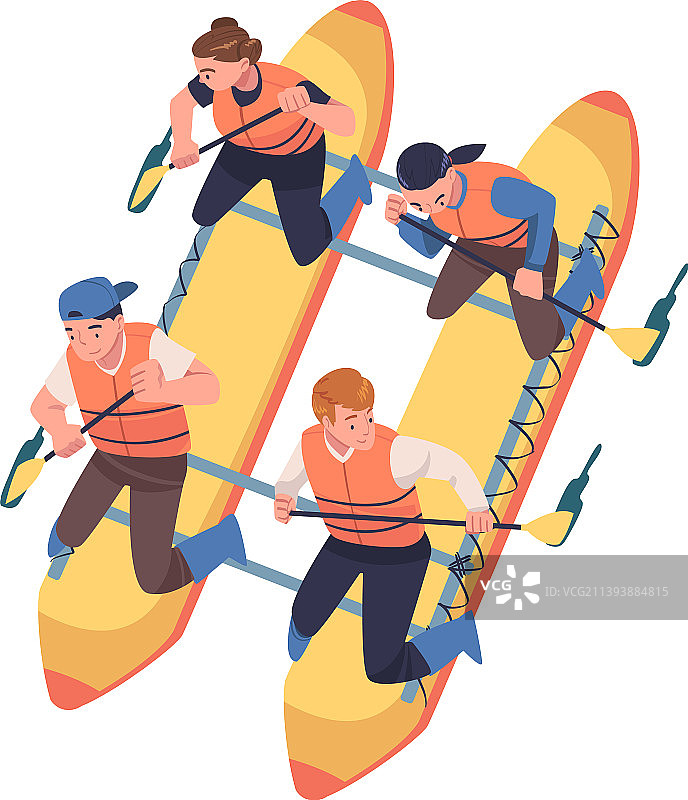 男人和女人在充气筏中漂流图片素材