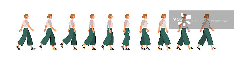 运动中女人的行走序列动画完整版图片素材