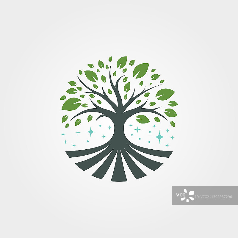 抽象自然树logo象征家庭设计图片素材