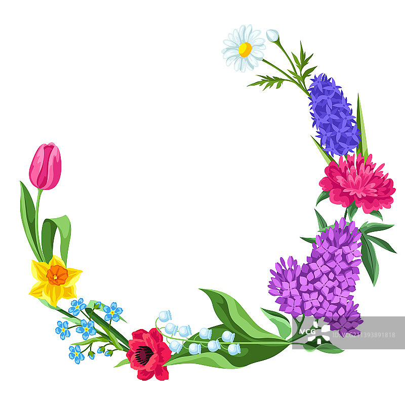 装饰夏季花卉的美丽画框图片素材