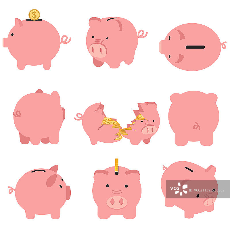 存钱罐套装图片素材