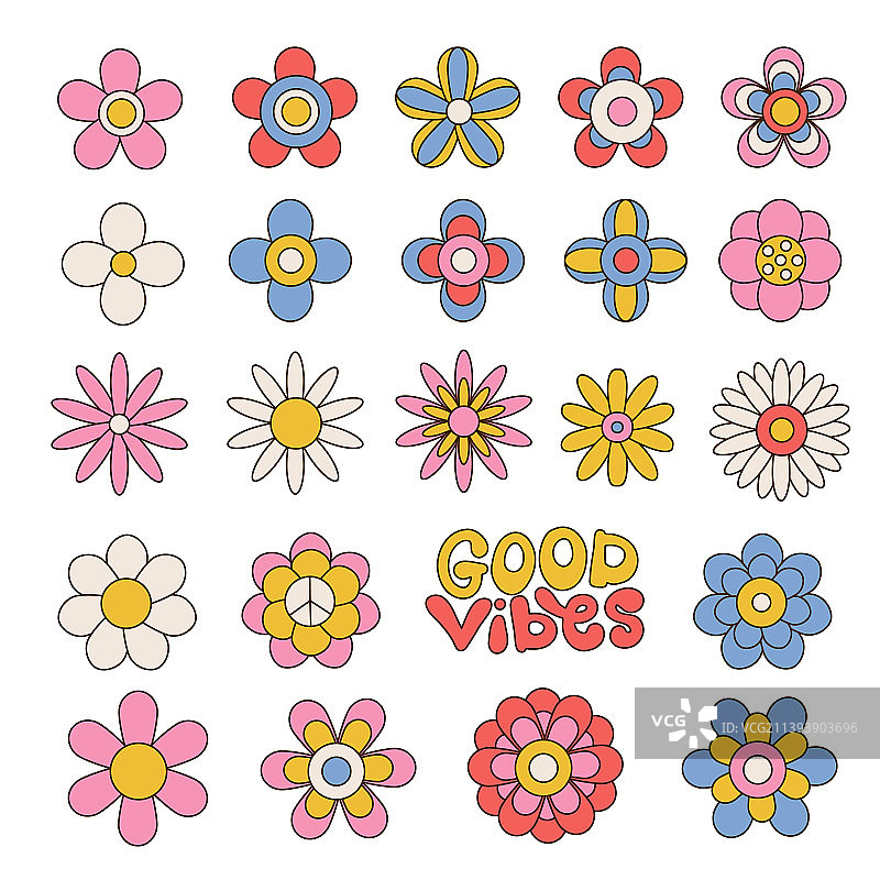 彩色花卉几何雏菊大合集图片素材