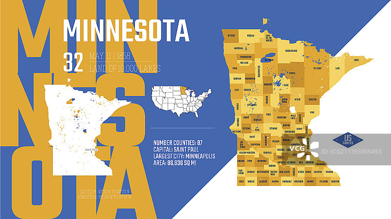 美国50州行政区划图片素材