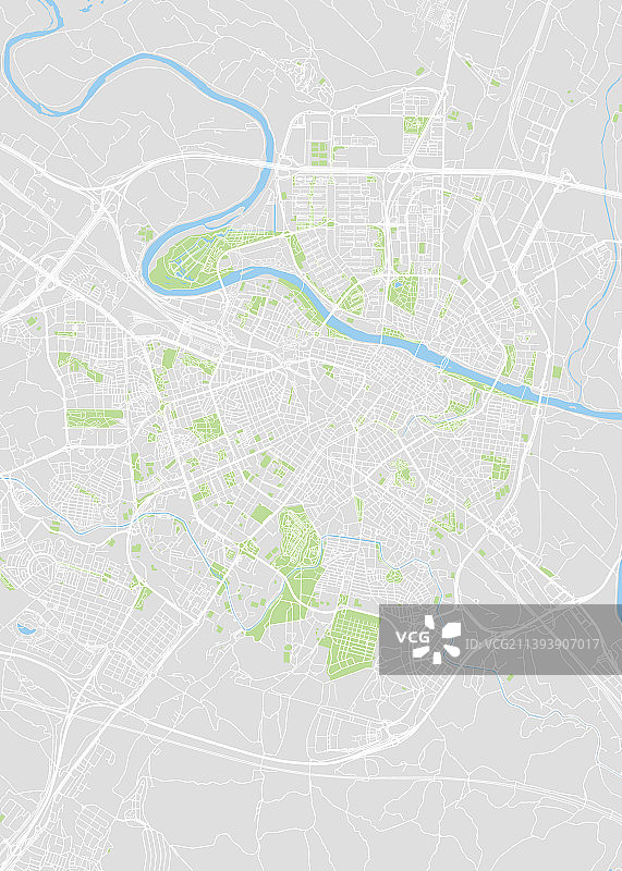 萨拉戈萨彩色城市地图详细规划图片素材