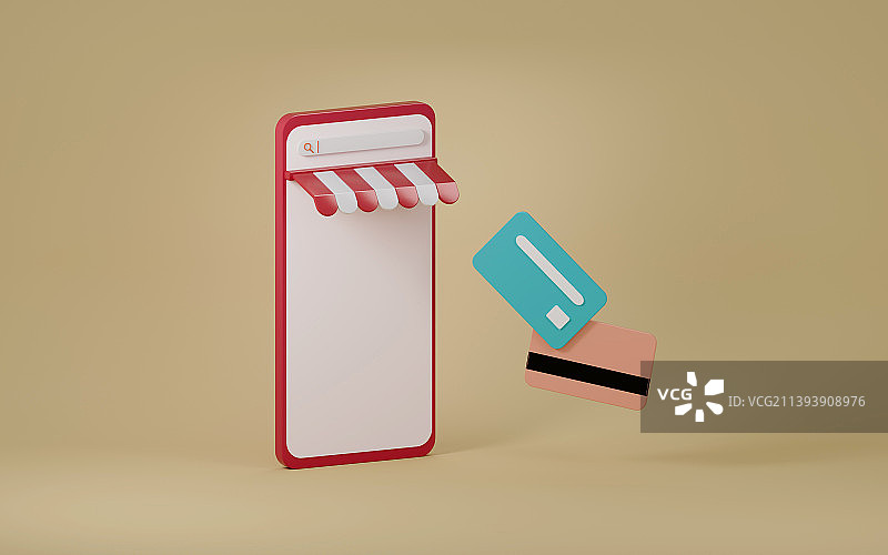 手机和银行卡三维渲染图片素材