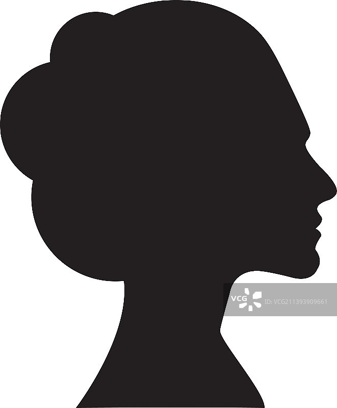 黑色女性面部轮廓图标图片素材