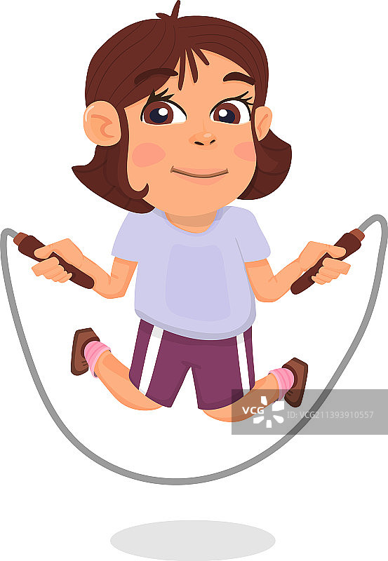 跳绳的快乐女孩户外活动图片素材