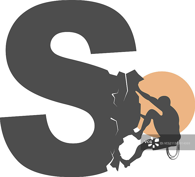 攀岩者攀爬字母S图片素材