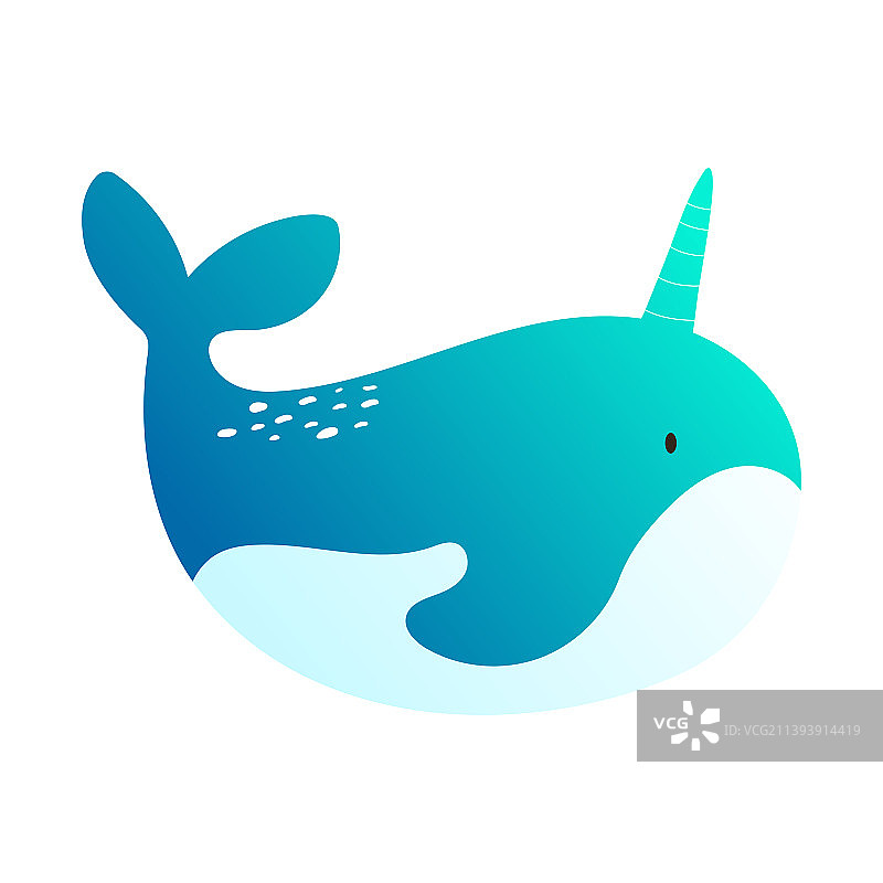 可爱卡通独角鲸图片素材