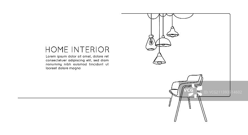 带扶手椅的连续单线画图片素材