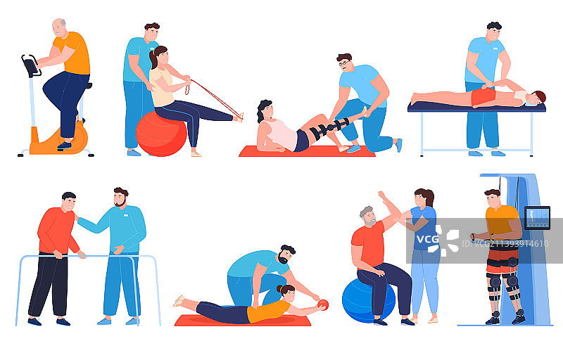 医生对患者进行创伤后康复治疗图片素材