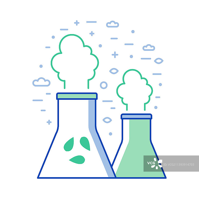 替代能源核电站线条艺术图标图片素材
