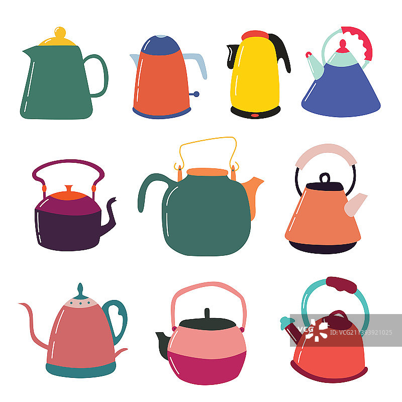 奶油冻厨房茶壶套装图片素材