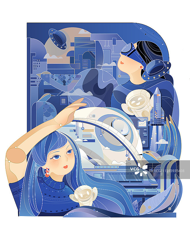 元宇宙科技生活未来世界插画图片素材