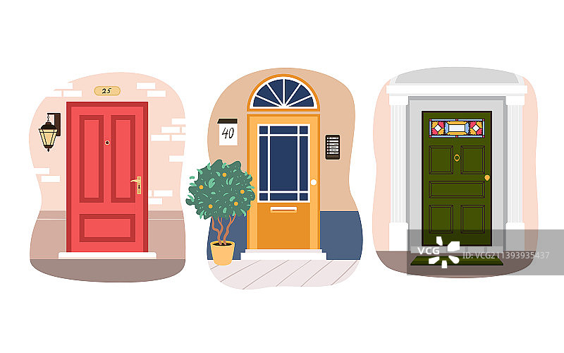 不同的房屋入口门合集图片素材