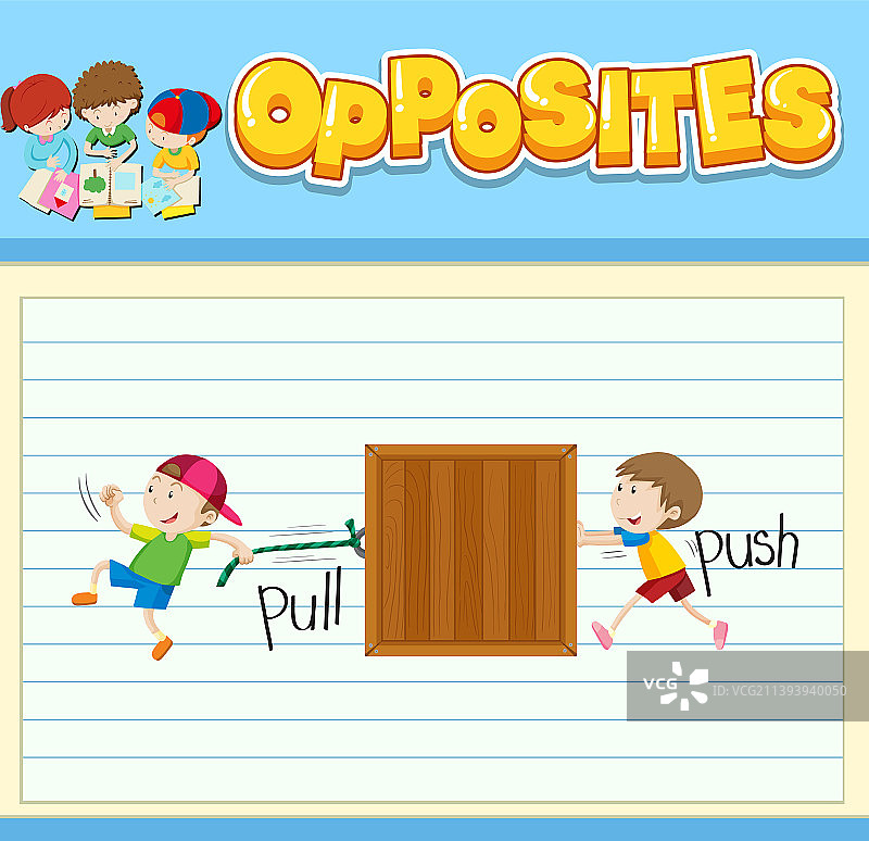 儿童图解反义词图片素材