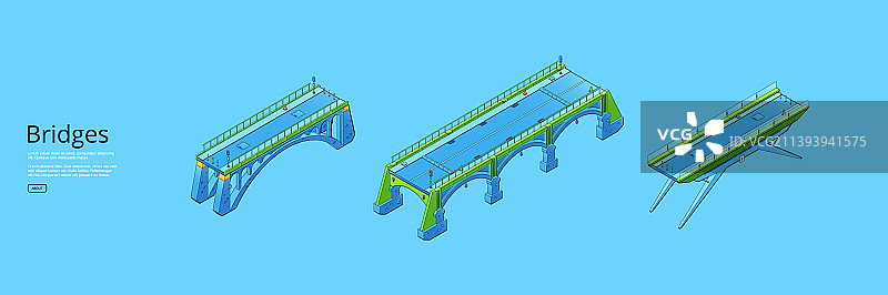 城市建筑桥梁2.5D banner图片素材