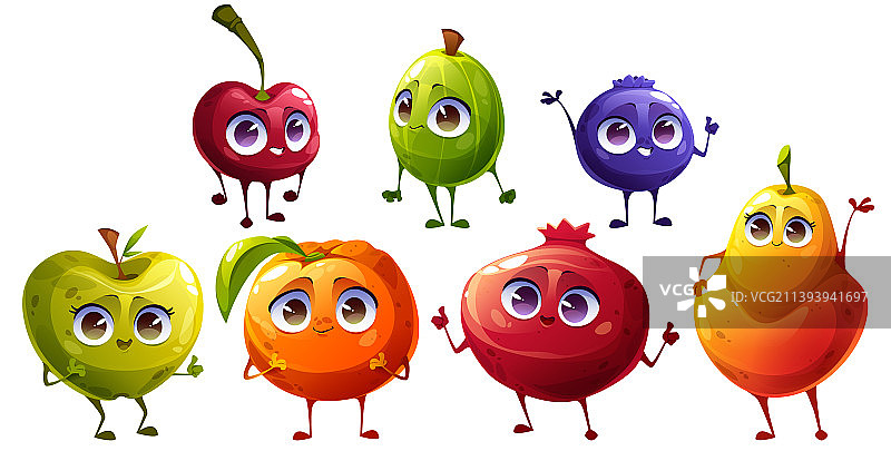 卡通水果和浆果人物图片素材