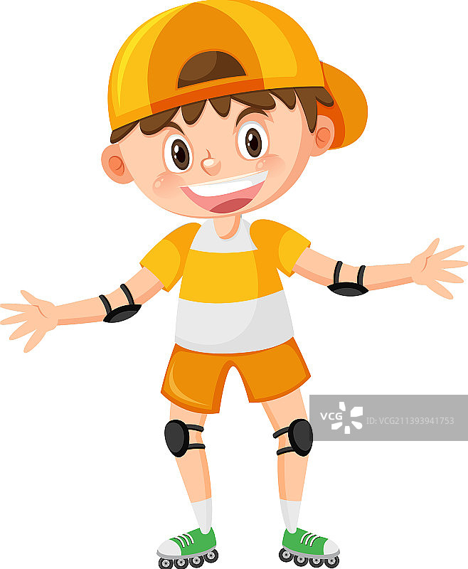 玩直排轮滑的可爱男孩图片素材