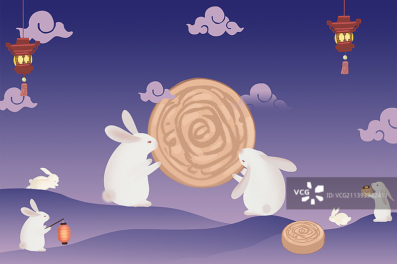 中秋节快乐玉兔庆中秋图片素材