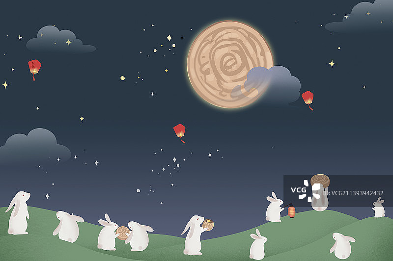 中秋节快乐玉兔庆中秋图片素材