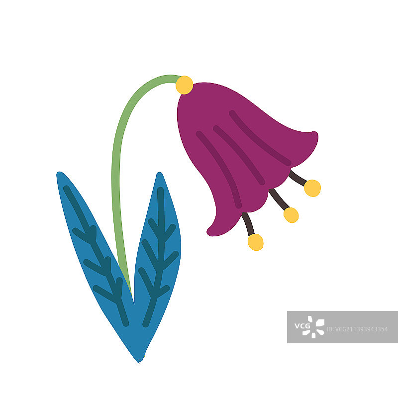 手绘抽象花卉植物铃铛图片素材