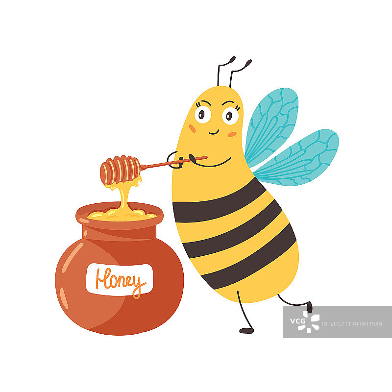 蜜蜂干扰罐子里的蜂蜜图片素材