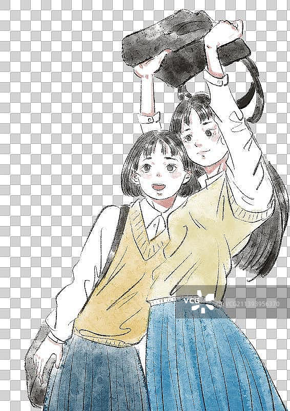 可爱小姐妹图片素材